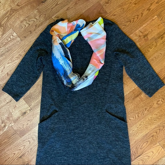 Nina Leonard heathered grey dress. Pockets - Picture 8 of 12